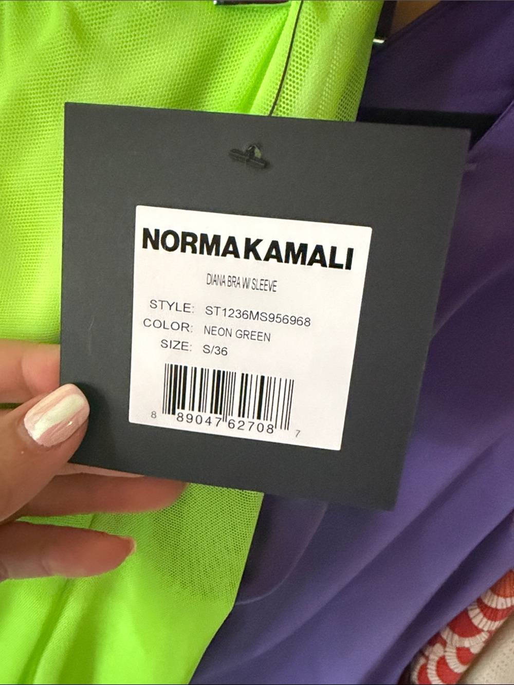 Norma Kamali Neon Diana One-Shoulder Mesh Top - Picture 10 of 11